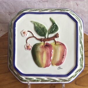 Vintage Intrada Hand Painted Apple Ceramic Wall Decor
